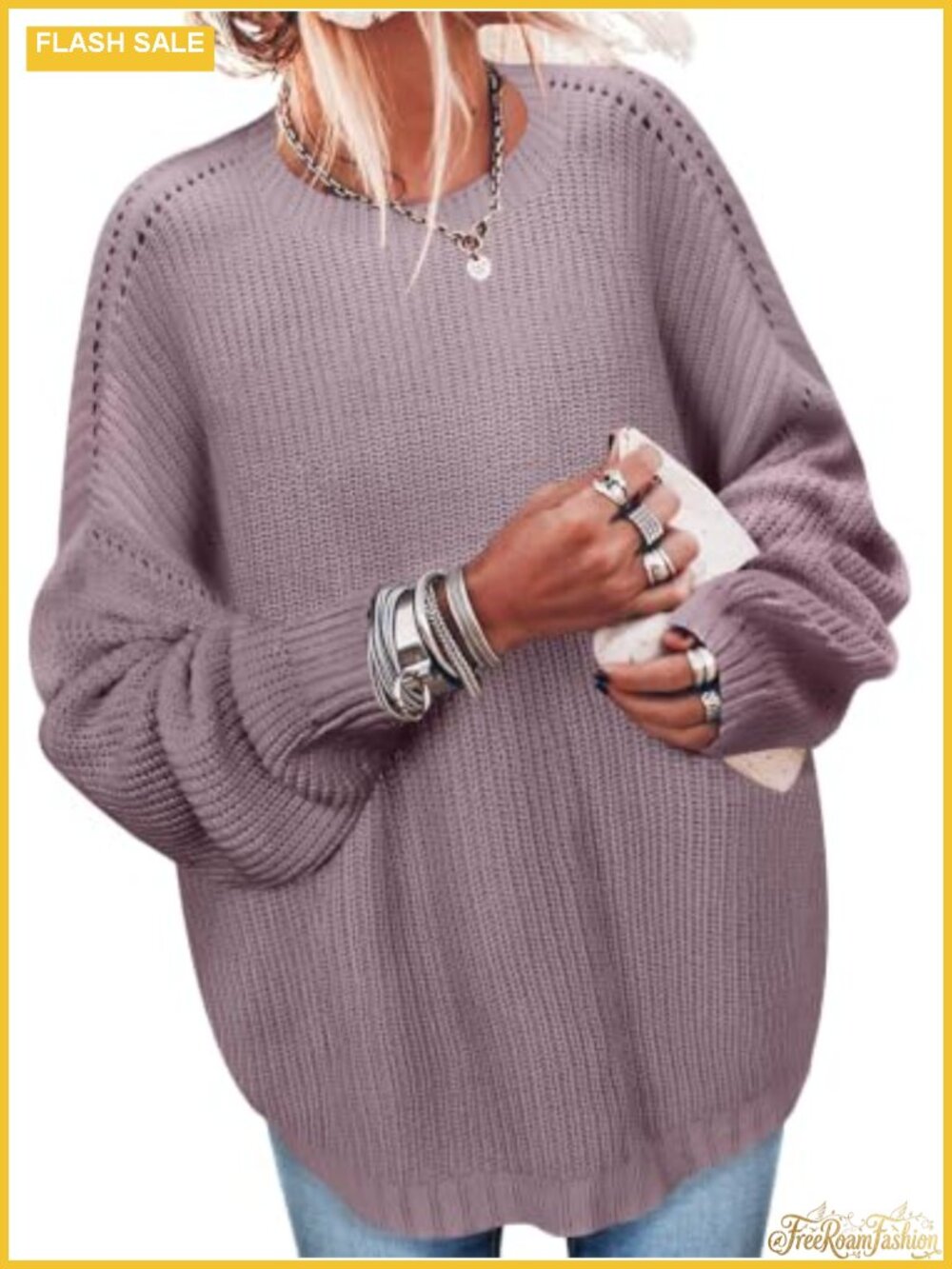 Oversized Ribbed Knit Pullover Sweater Tunic Top Batwing Sleeve